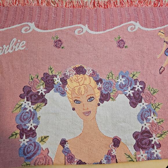 The Northwest Company Other - Vintage 90s Barbie Floral Woven Tapestry Throw Blanket The Northwest Company USA